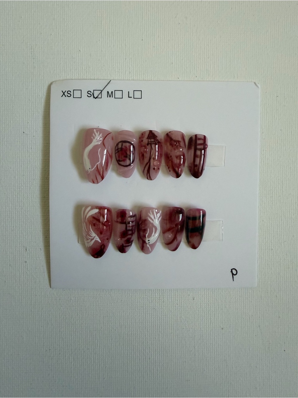 NEW Halloween Press-On Nail Set in Mauve Pink with Ghosts Size Small ♥️👻